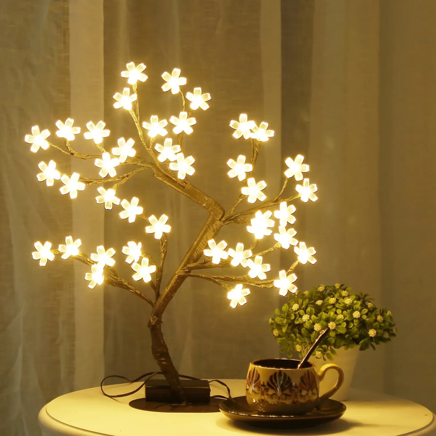 Luce dell'albero dei fiori di ciliegio, lampada dell'albero dei Bonsai del fiore artificiale da tavolo illuminata a 40led da 17 pollici regali alimentati tramite USB per la decorazione domestica