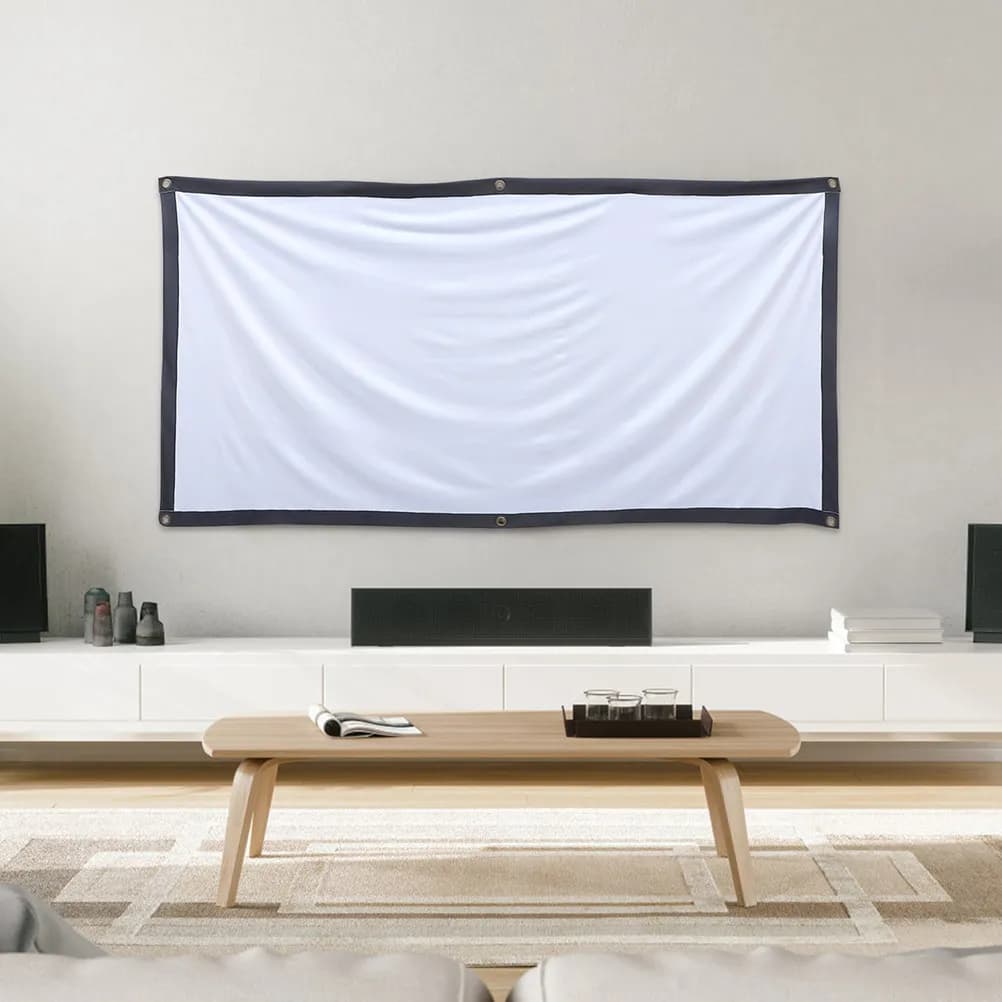 1 set di schermi per proiettore pieghevoli da 70 pollici in poliestere con bordo nero, portatili, per campeggio, feste, aula, home cinema ad alta definizione