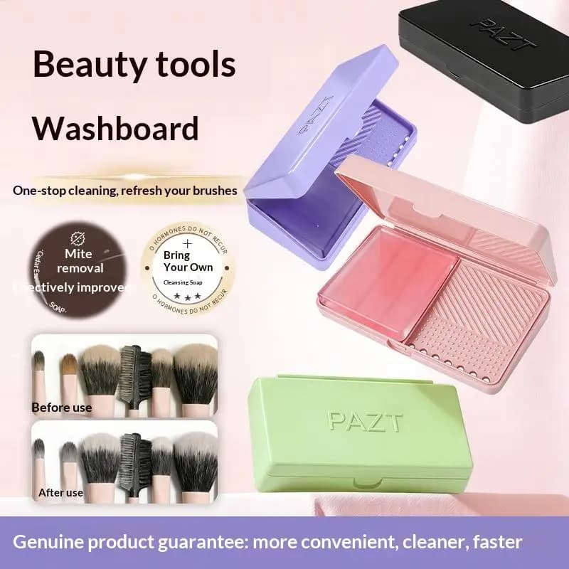 Detergente per pennelli da trucco portatile, mini lavatrice per cosmetici con sapone per una facile pulizia