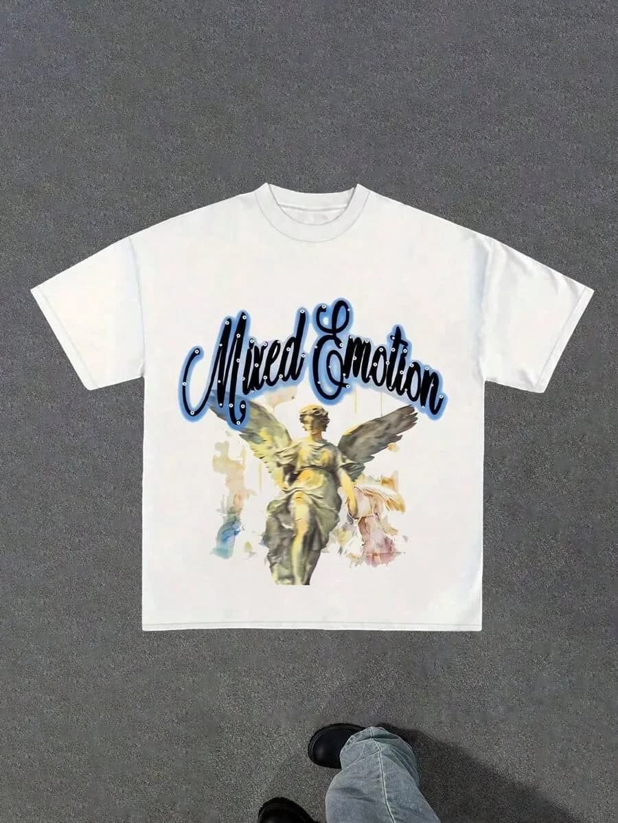 2026 Summer New Men's T-shirt with 3D Letter Pattern Printing Street Casual Fashion Comfortable Soft Breathable