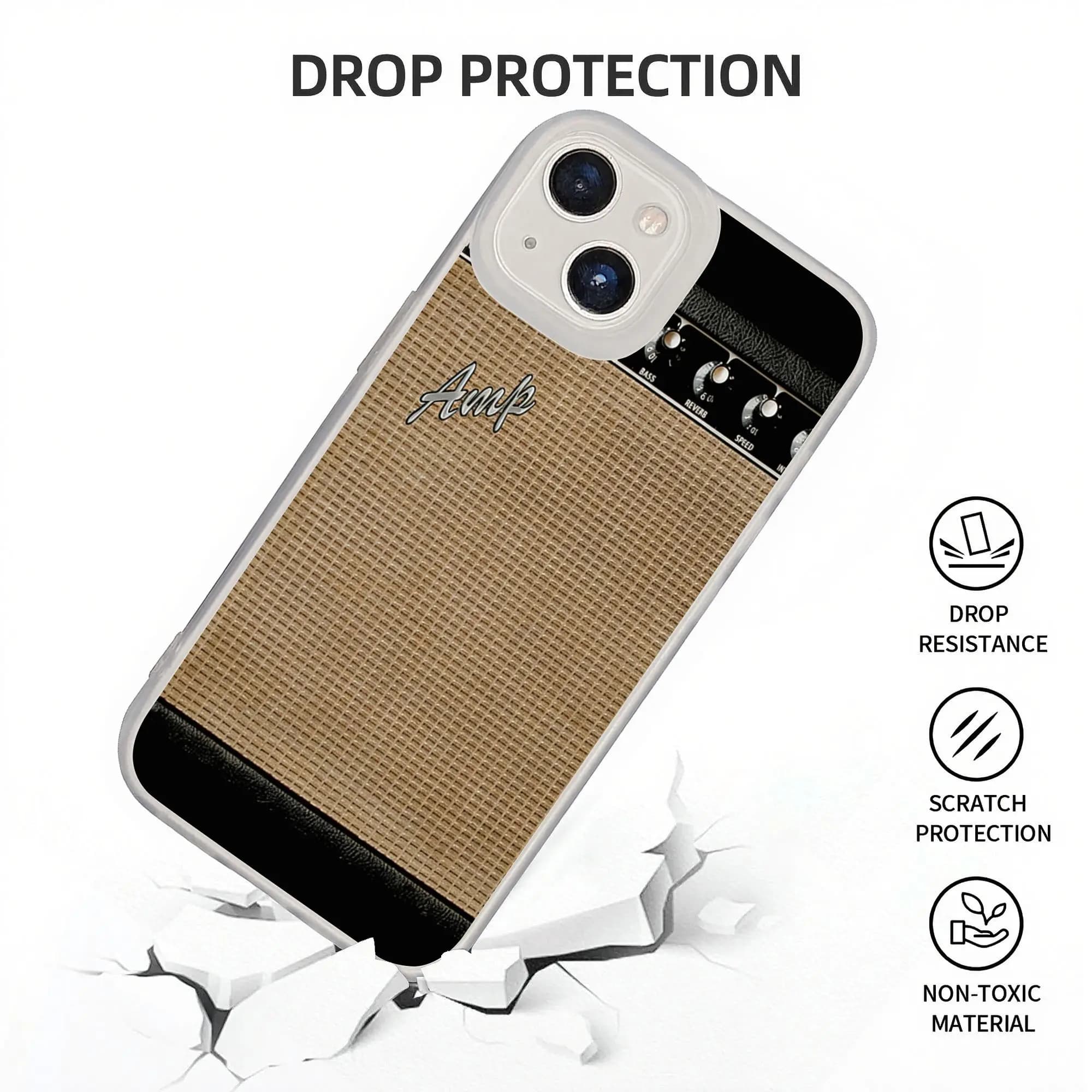 Nuova Cover Antiurto a Forma di Amplificatore per Chitarra, Ottima per Musicisti, Custodia per iPhone 17...11 Pro Max