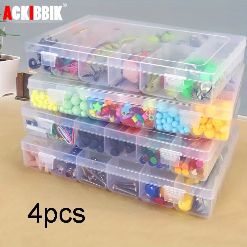 Ackibbik 4 piece equipment box 36 compartment equipment box beads organizer box Jewelry and craft boxes with dividers