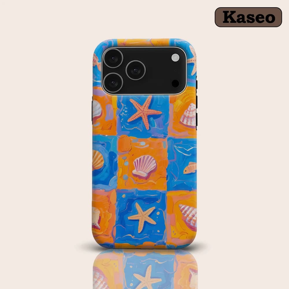Ocean Treasures Tile Mosaic for Magnetic Phone Case for IPhone 17 16 15 14 13 Pro Max Plus Single Double-layer Tough Case