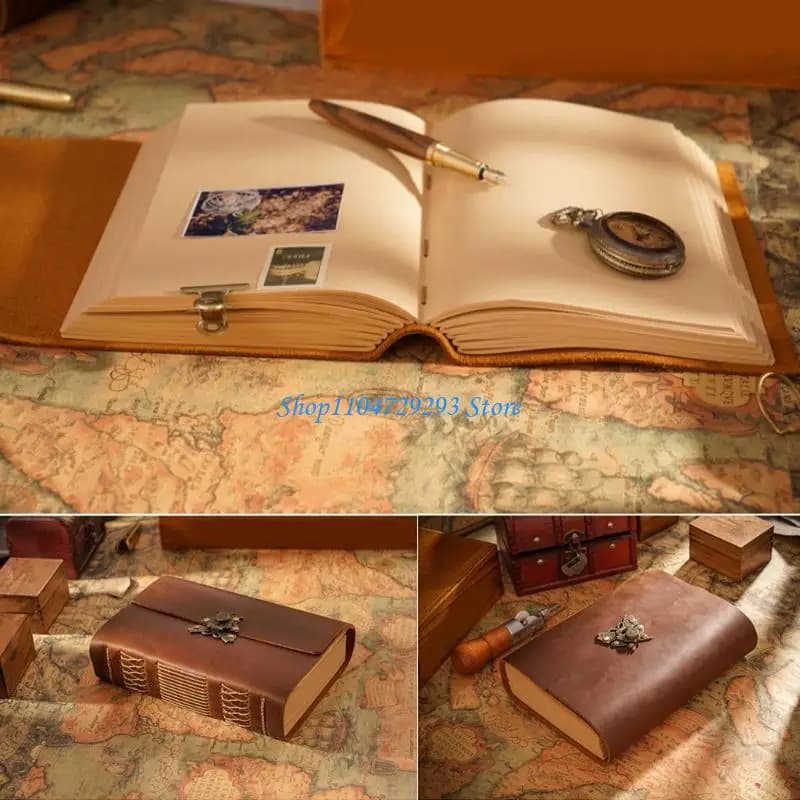 Portable Leather Leather-bound Travel Journal 240 sheets Blank Pages