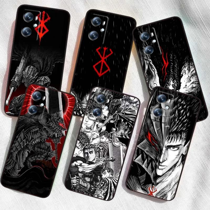 B-B-berserks Art Anime Phone Case per OPPO Reno 5 6 7 A96 A40 A58 Realme GT A74 Neo2 A78 Find X5 X3 X7 X8 Nero