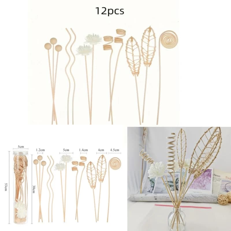 12PCS Ornamenti di Incenso Serie di Lotus Fiore Bastoni di Rattan Fragranze Senza Fuoco Reed Diffusore Bastone Ornamenti Fai Da Te Decorazioni Per La Casa