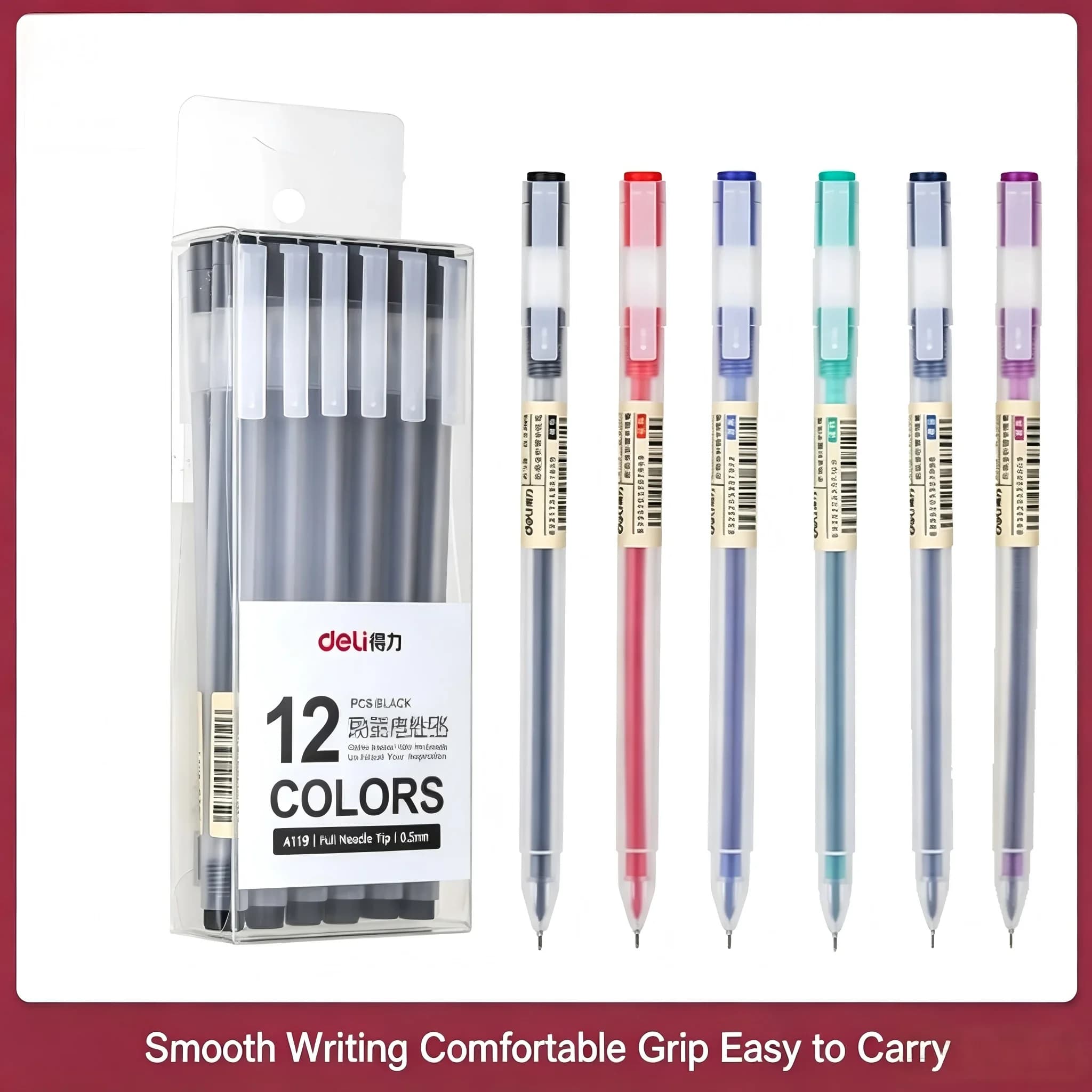 Penne Gel Nere A119 con Punta a Ago da 0,5 mm, Confezione da 6/12 Pezzi, Stile Muji con Cartoni Animati Carini, Pennarelli per Diario Studentesco, Cancelleria Scolastica