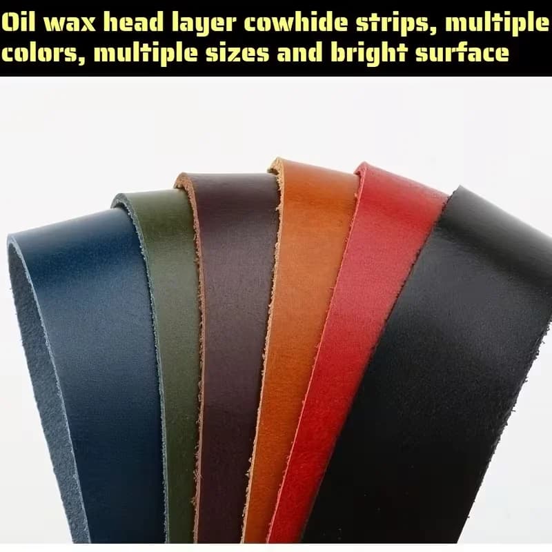 Cowhide leather strap with oil wax on the top layer, made of genuine cowhide leather, suitable for belts and straps with a thick