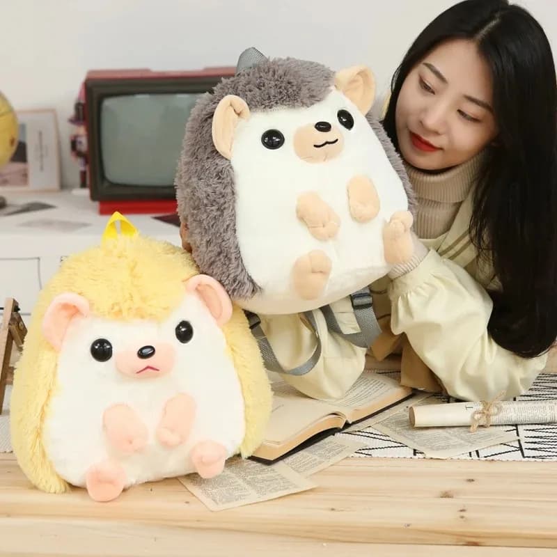 32cm Kawaii Cute Soft Hedgehog Plush Backpack - Comfortable Cartoon Animal School Bag for Boys & Girls Children's
