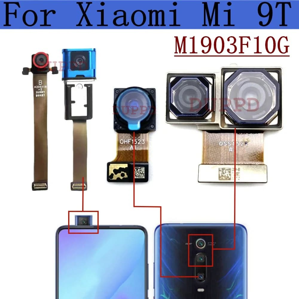 Fotocamera posteriore anteriore e posteriore per Xiaomi Mi 9T Pro M1903F11G modulo fotocamera frontale principale cavo flessibile pezzi di ricambio di ricambio