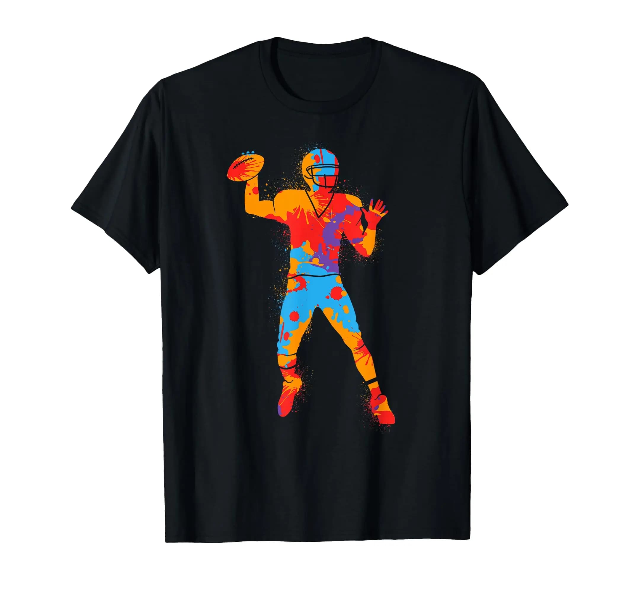 Colorful American Football Player Boys Men Kids Football T-Shirt