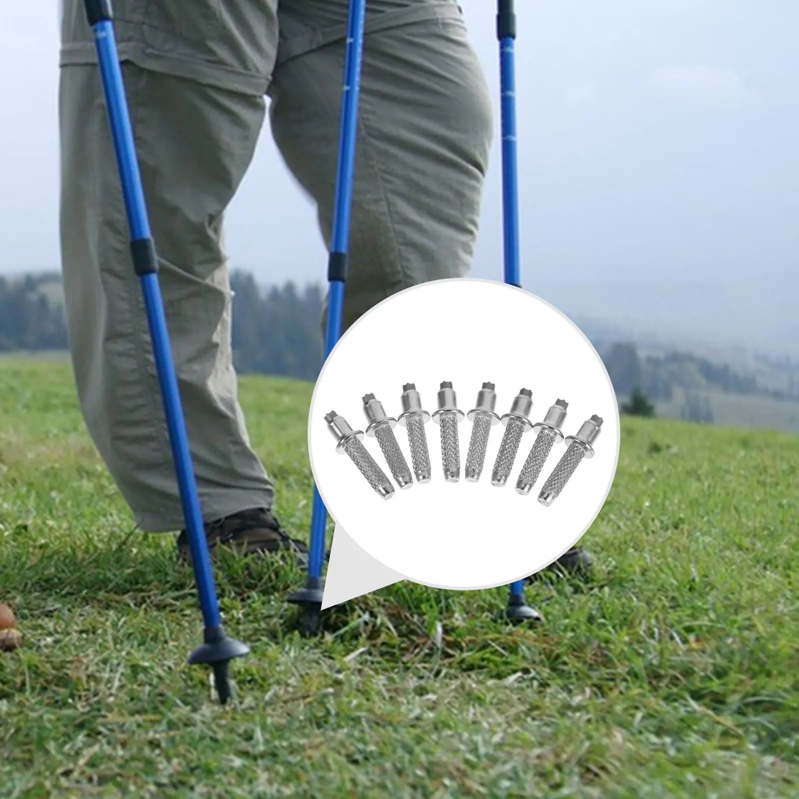 8Pcs Trekking Pole Tips Replacement Pack High Strength Carbon Steel Versatile Hiking Equipment Walking Sticks Accessories