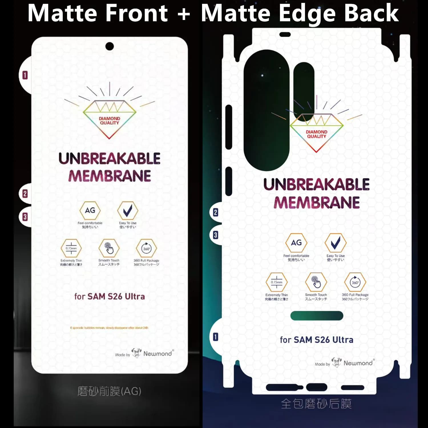 2PCS Soft Screen Protector For Samsung Galaxy S26 S25 Ultra S24 AG Matte HD Transparent Anti-Shatter Frame Back Hydrogel Film