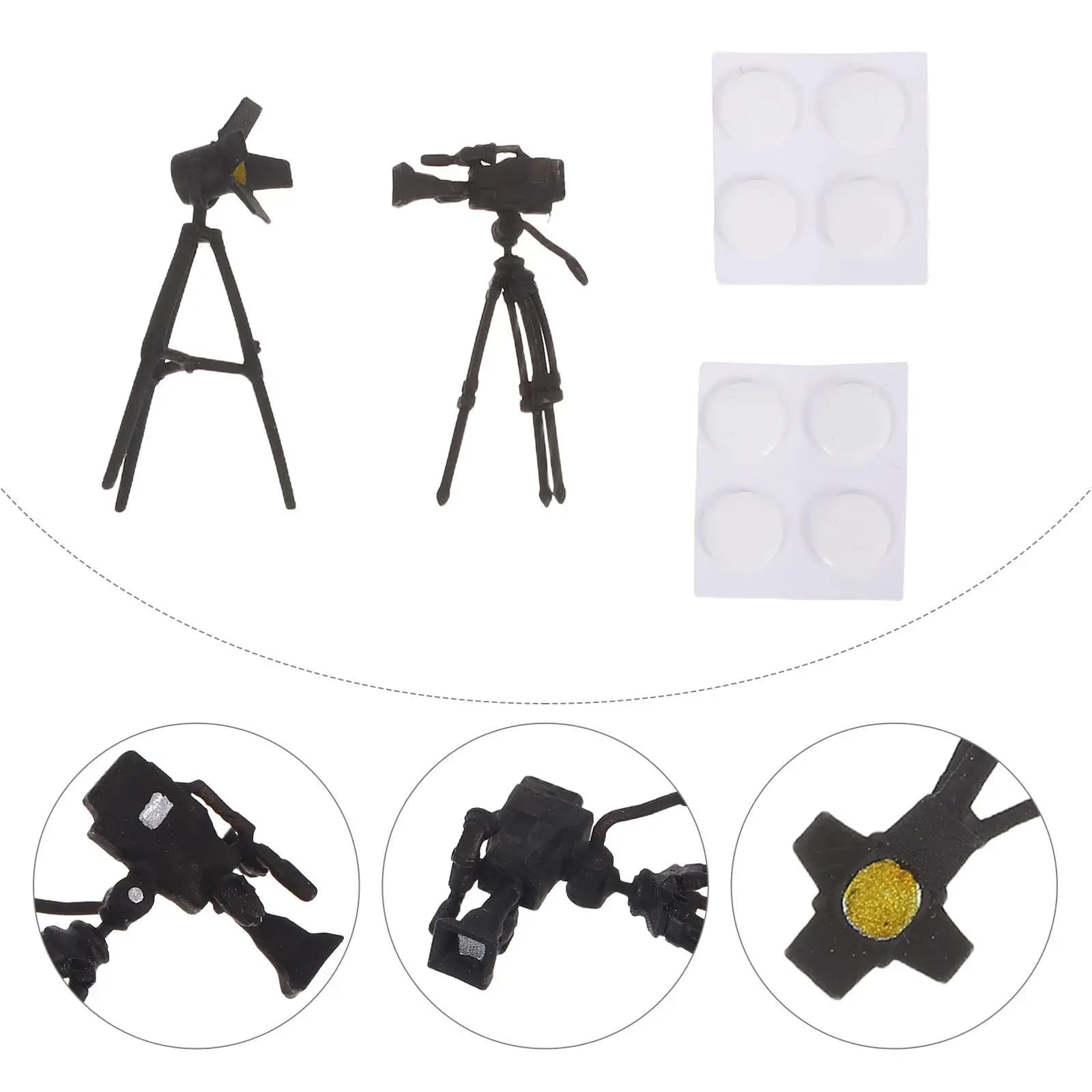 2Pcs Miniature Photography Props Resin Tripod Stand Simulation Lamp for Dollhouse Furniture Micro Landscape Decor Tabletop Use