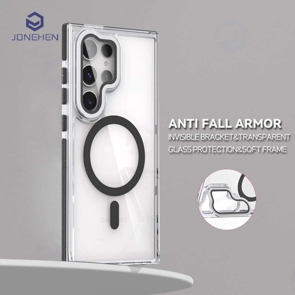 Supporto in vetro per obiettivo magnetico per fotocamera trasparente per custodia antiurto Magsafe per Samsung Galaxy S25 Plus S24 S23 Ultra Armor Cover