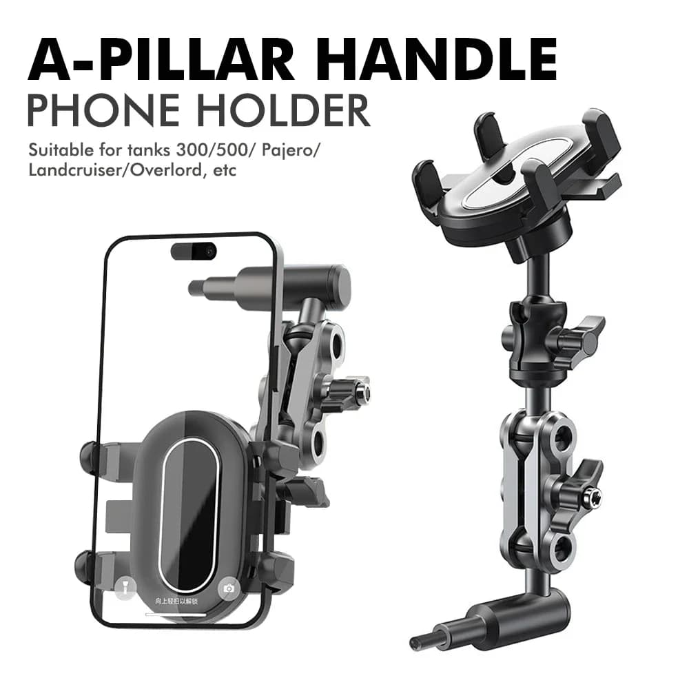 Universally 360 Degree Rotatable Car A-Pillar Handle Phone Holder Mobile Bracket Suitable for iPhone 17 16 15 14 Pro Max Samsung