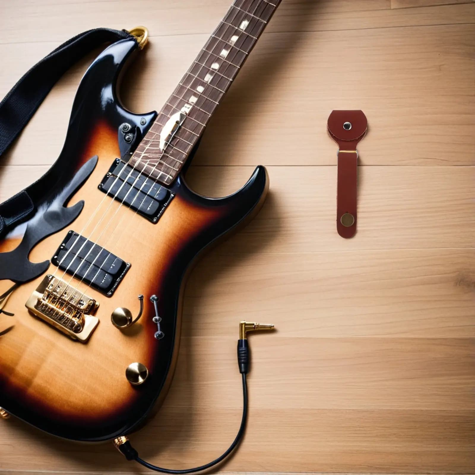 Adattatore per tracolla per chitarra in PU, organizer portatile per plettri e portachiavi per custodia plettri, per conservazione e utilizzo durante le performance