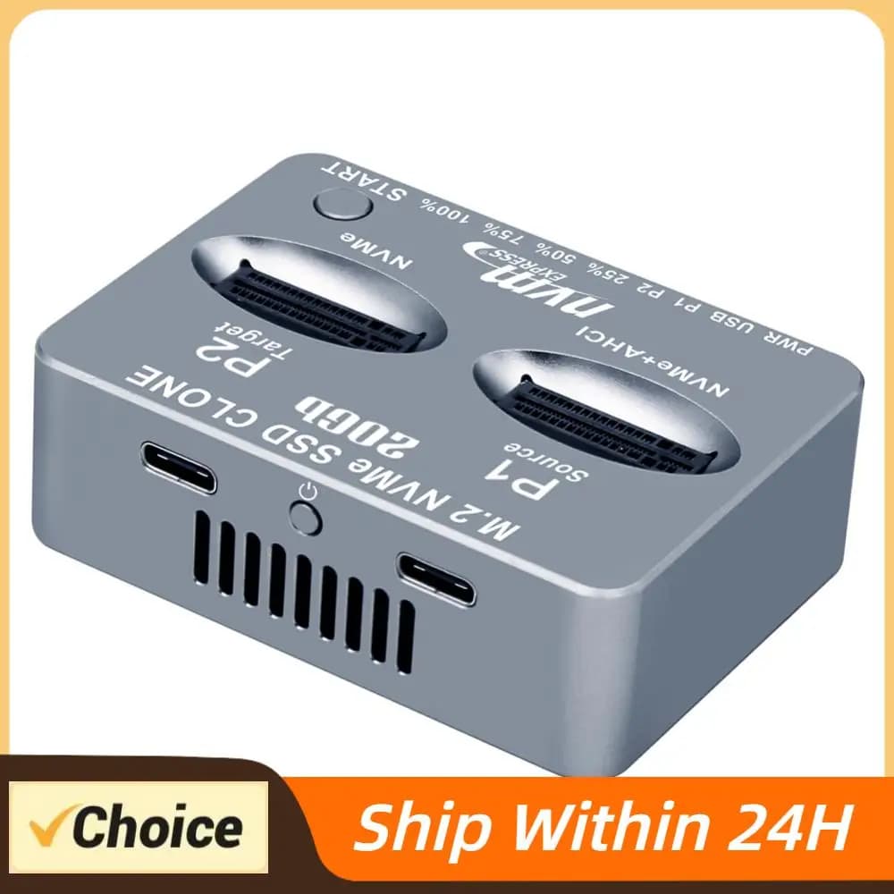 Box Esterno per Disco Rigido a Doppia Bay USB 3.2 Tipo C, Enclosure SSD M.2 Gen2x2 20Gbps M/B M Key M.2 M.3 NVMe PCIe per SSD M.2 M Key