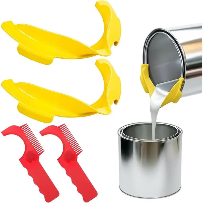 ABVJ-Kit di versamento per contenitori di vernice da 1 gallone, 2 set, strumento portatile per versare vernice con spatola e pettine, per vernici e rivestimenti, anti-goccia