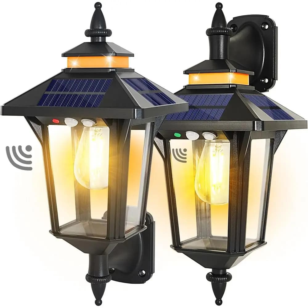 Set di 2 Lanterne da Parete per Esterni con 3 Modalità di Illuminazione, Applique con Sensore di Movimento, Luci LED per Portico Esterno