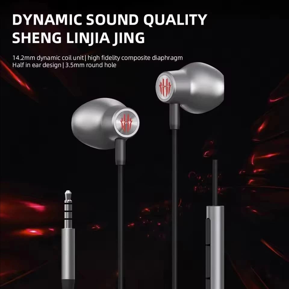 RedMagic WH4008 Wired Gaming Earphones 14.2mm Driver HiFi Bass In-Ear Headset with Mic 3.5mm for Game PC Phone Laptop