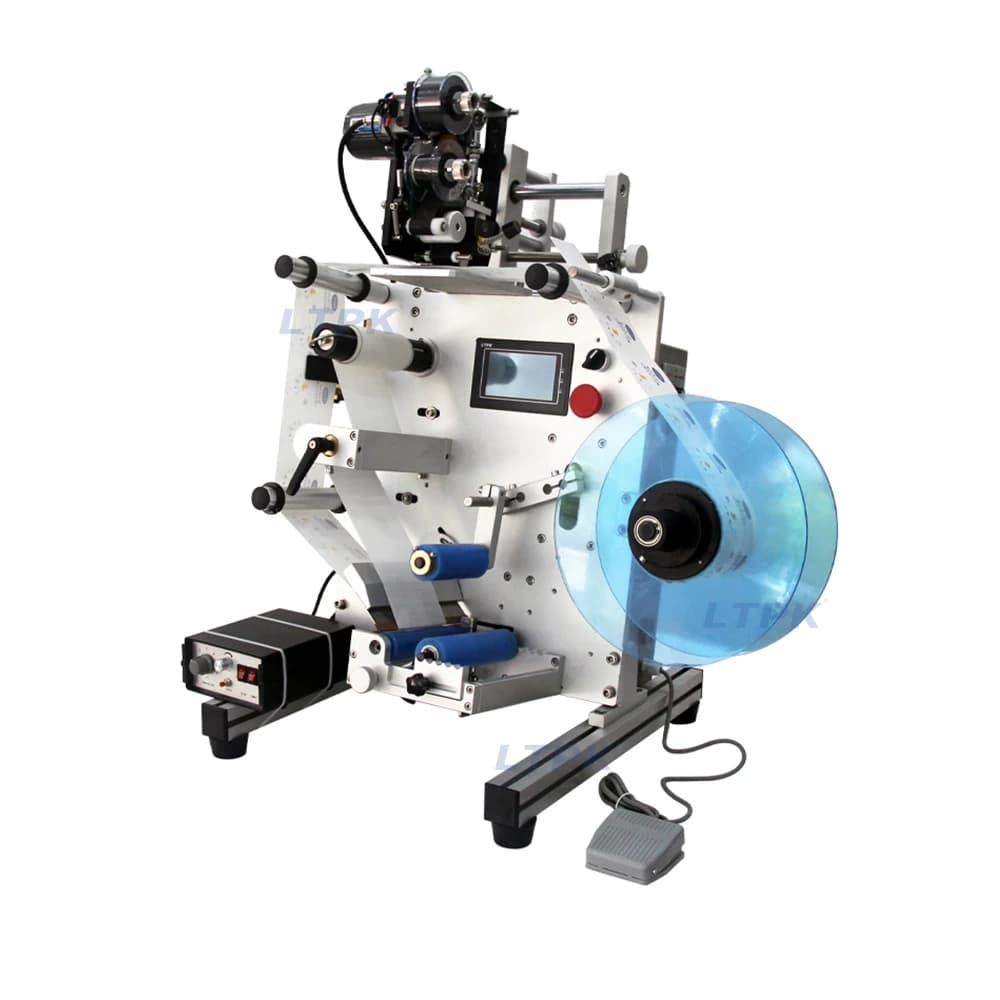 Semi Automatic Labeler Round Plastic Water Wine Beer Cans Tube Vial Glass Bottle Labeling