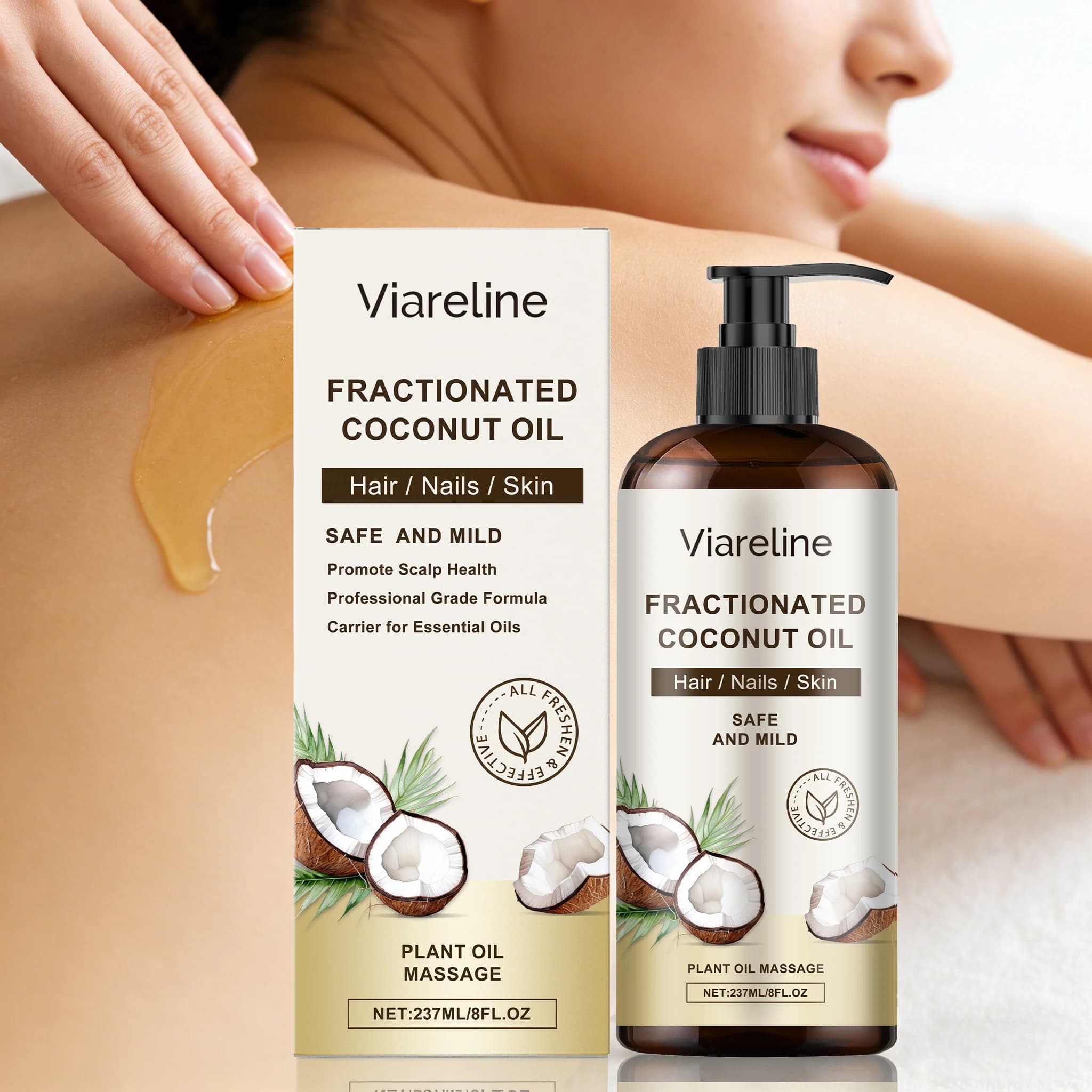 Olio Essenziale per il Corpo al Cocco 237ML, Idratante e Nutriente per Massaggi, Migliora la Morbidezza, Cura Quotidiana per Corpo e Capelli