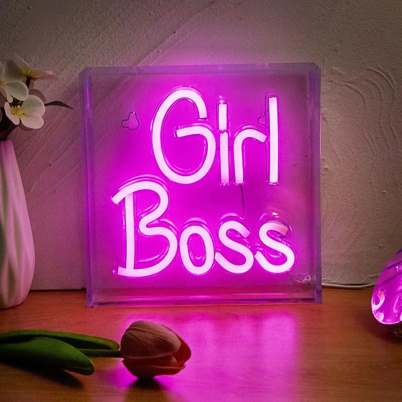 Chi-buy Insegna Luminosa a LED Neon, Insegna Neon 'Girl Boss' Alimentata USB, Adatta per Camera da Letto, Matrimoni, Sala Giochi, Regalo