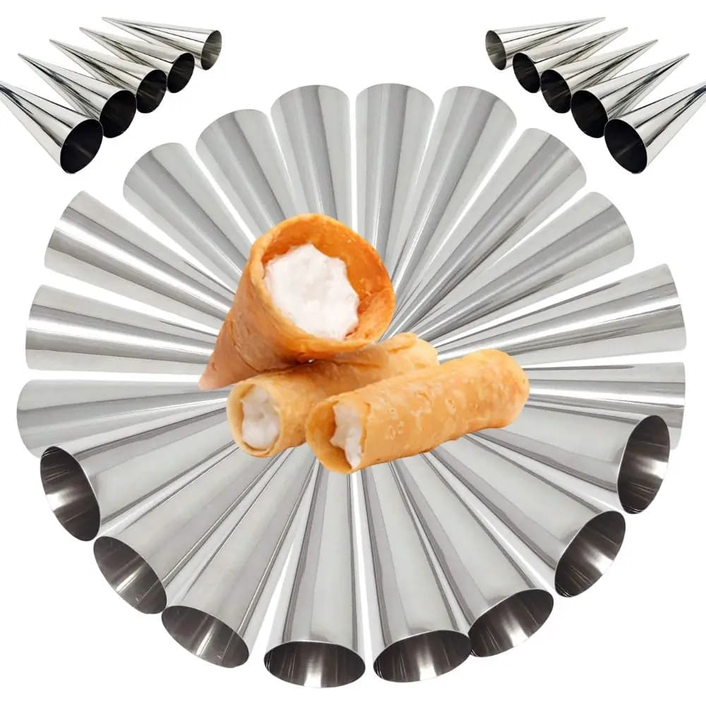 12pcs S/M/L Stainless Steel Cone Pastry Molds Cream Horn Roll Tube Mould for Ice Waffle Baking YMY