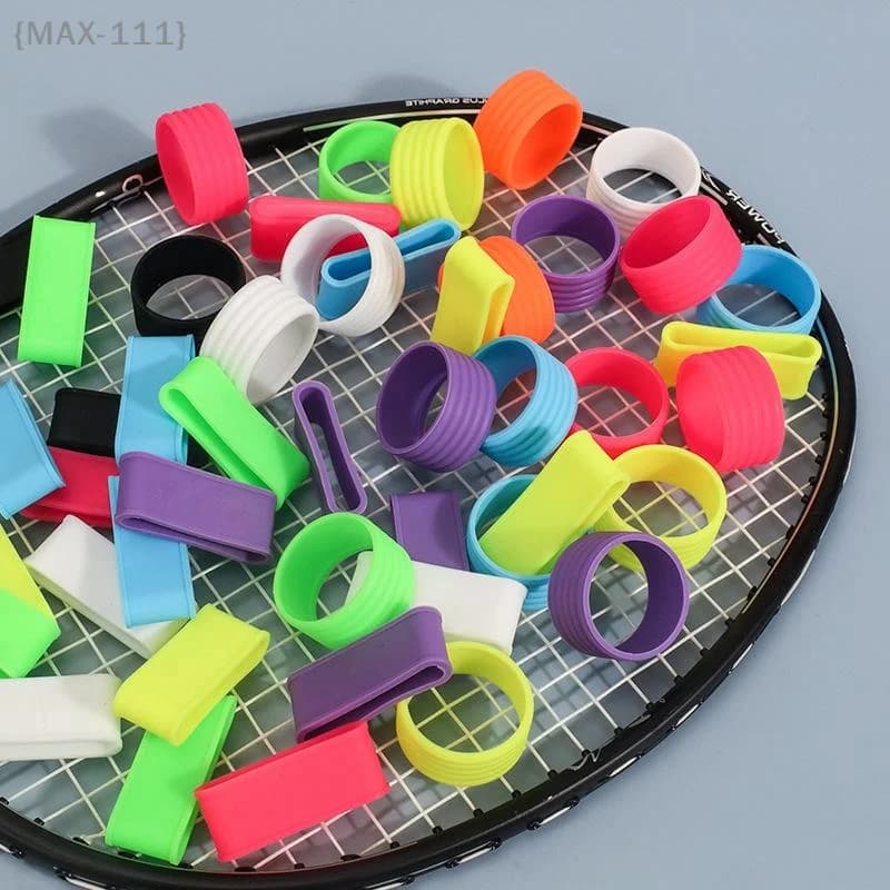 4 piece silicone tennis handle rings - Handle covers for racks that absorb sweat, non-slip extendable closing bands for better grip