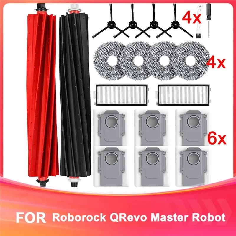 Accessorio A95G per aspirapolvere robot Roborock Qrevo Master con spazzole principali, salviette, filtri HEPA, sacchetti per la polvere, spazzole laterali