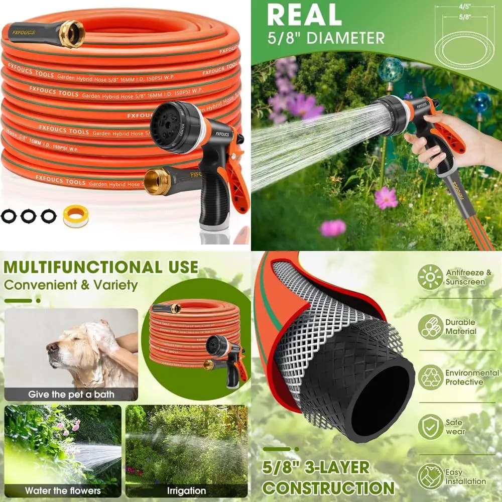 Garden pipe for heavy loads – 5/8 inch flexible and lightweight hybrid pipe with 600 PSI burst pressure, swivel handle and durable Copp