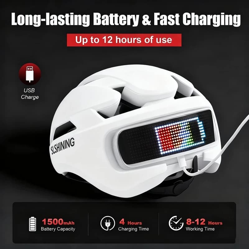 Casco da bici a LED con display a LED Fanale posteriore Smart APP Control Casco da bicicletta Caschi da ciclismo su strada