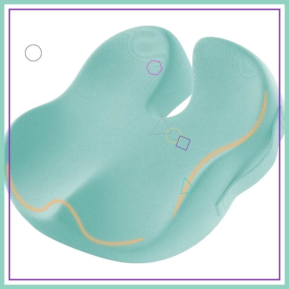 Cuscino Ergonomico in Memory Foam per Alleviare il Dolore Sciatico, del Coccige e dell'Anca - Design a U, Antiscivolo, Fodera Lavabile, Verde Menta