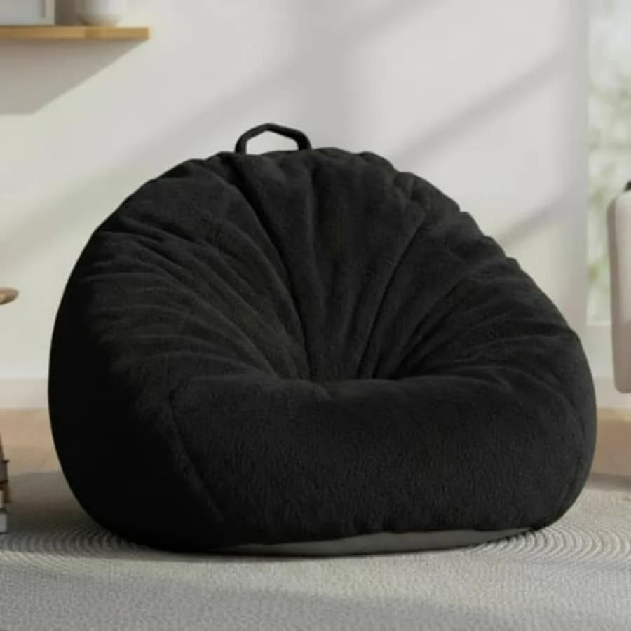 Faux Rabbit Fur Bean Bag Chair Cover Only No Filler,Stuffed Animal Storage Bean Bag Cover, Ultra‑Soft, Washable, Zippered, Non‑