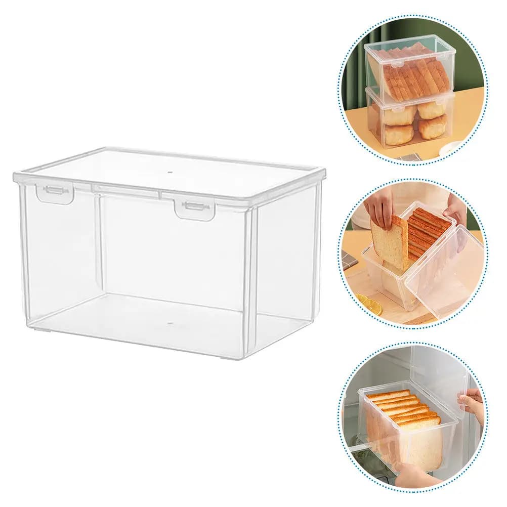 Bread Storage Box Food Grade PP Material Loaf Container Kitchen Counter Organizer Fresh Keep Food Container Bakery Home Coffee