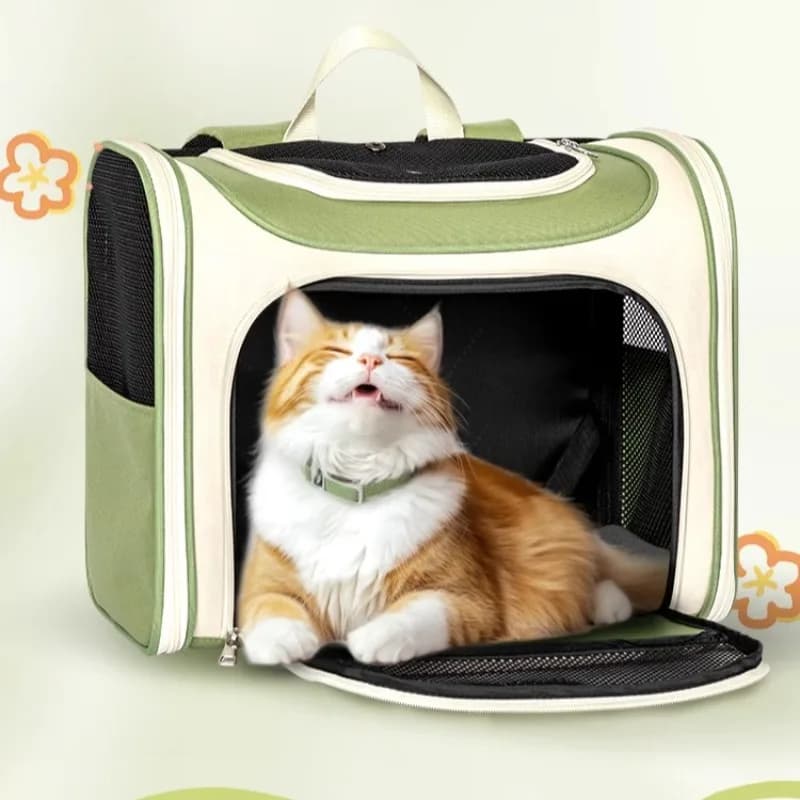 ‌ Zaino orizzontale per animali domestici - Borsa da viaggio per cani e gatti con caricamento laterale, zaino da esterno leggero e ventilato con tasche portaoggetti