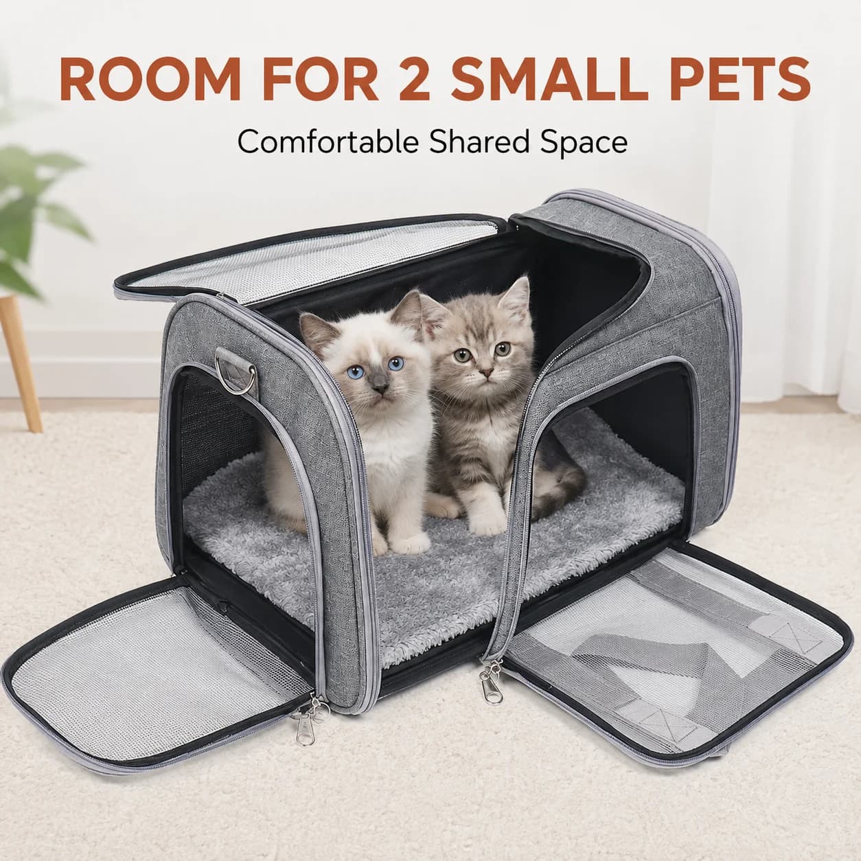 Foldable Pet Carrier Bag Multi‑opening Portable Cat Handbag For Airplane Travel Car Trip Outdoor Walking Large‑capacity Handbag