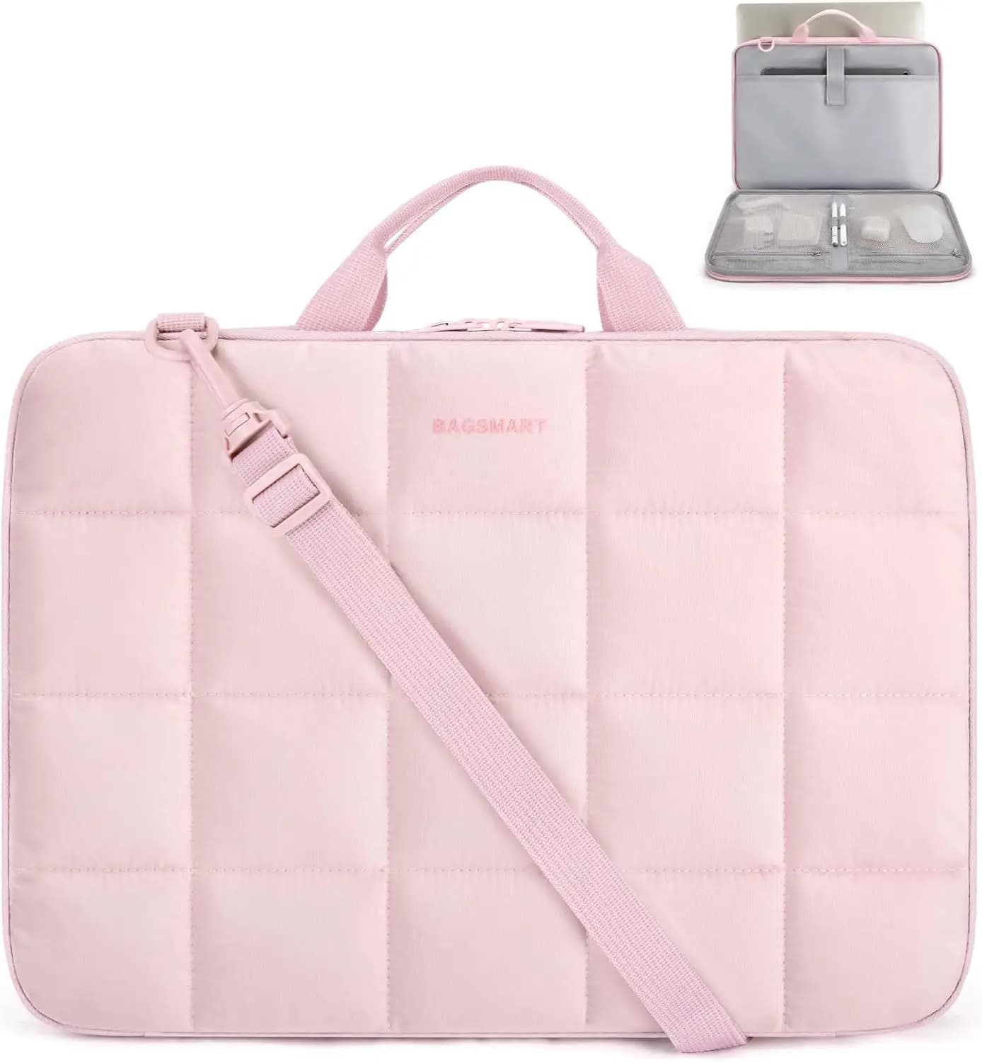 Borsa a custodia imbottita per laptop da donna, compatibile con MacBook Air/Pro da 15-15,6 pollici, Dell, HP, Lenovo, rosa