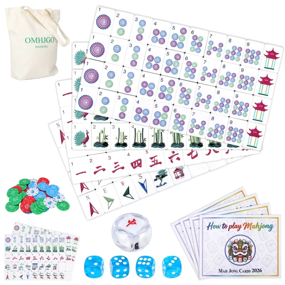2026 Hot Engraved American Mahjong Set 4-Layer Acrylic Mah Jongg Tiles Family Party Mahjong Title with Dice Rule Card