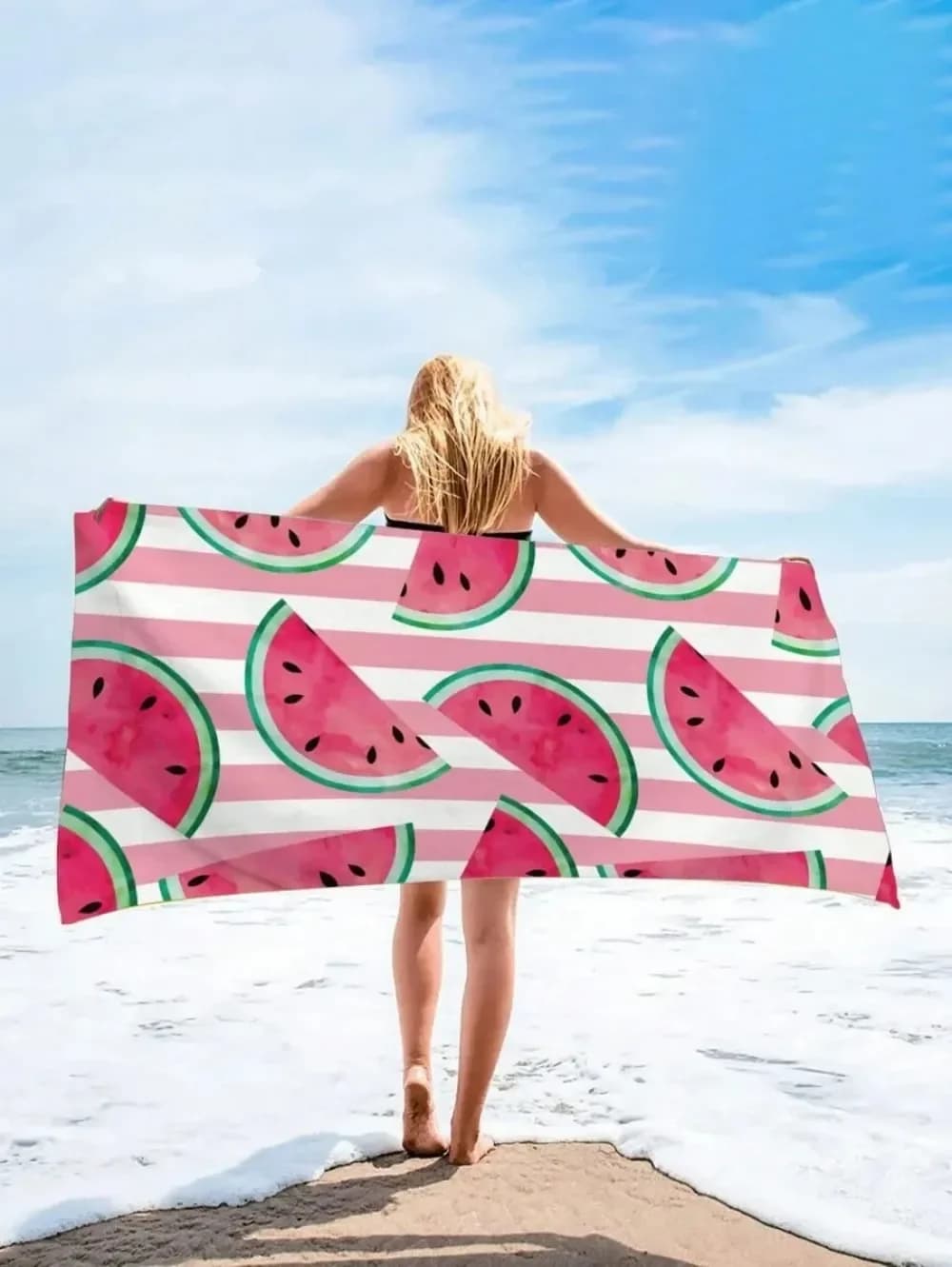 Telo Mare in Microfibra ad Asciugatura Rapida Anti-Sabbia, Grande Asciugamano da Bagno con Stampa Anguria, Tappetino Leggero Assorbente per Piscina, Nuoto, Yoga, Palestra