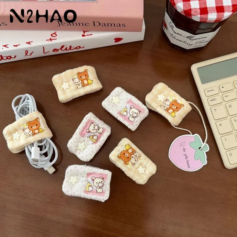 Cartone animato Rilakkuma ‌ /Mashumaro Archiviazione cavo dati Cavo di ricarica portatile Organizzatore fisso Strumento di archiviazione portatile
