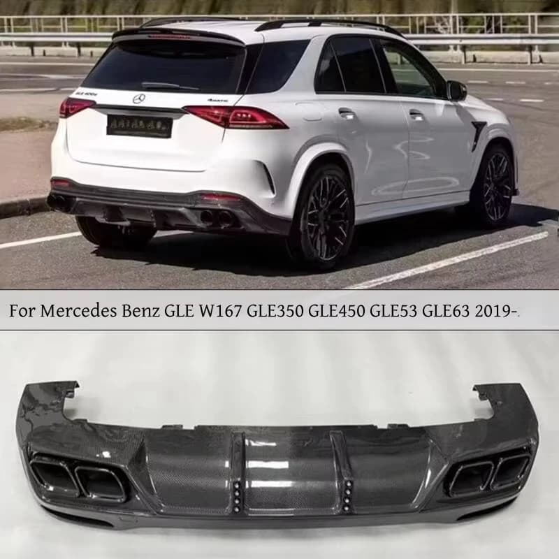 Carbon Fiber Rear Diffuser Lip Spoiler Exhaust Throat Body Kit For Mercedes Benz GLE W167 GLE350 GLE450 GLE53 GLE63 2019-2026