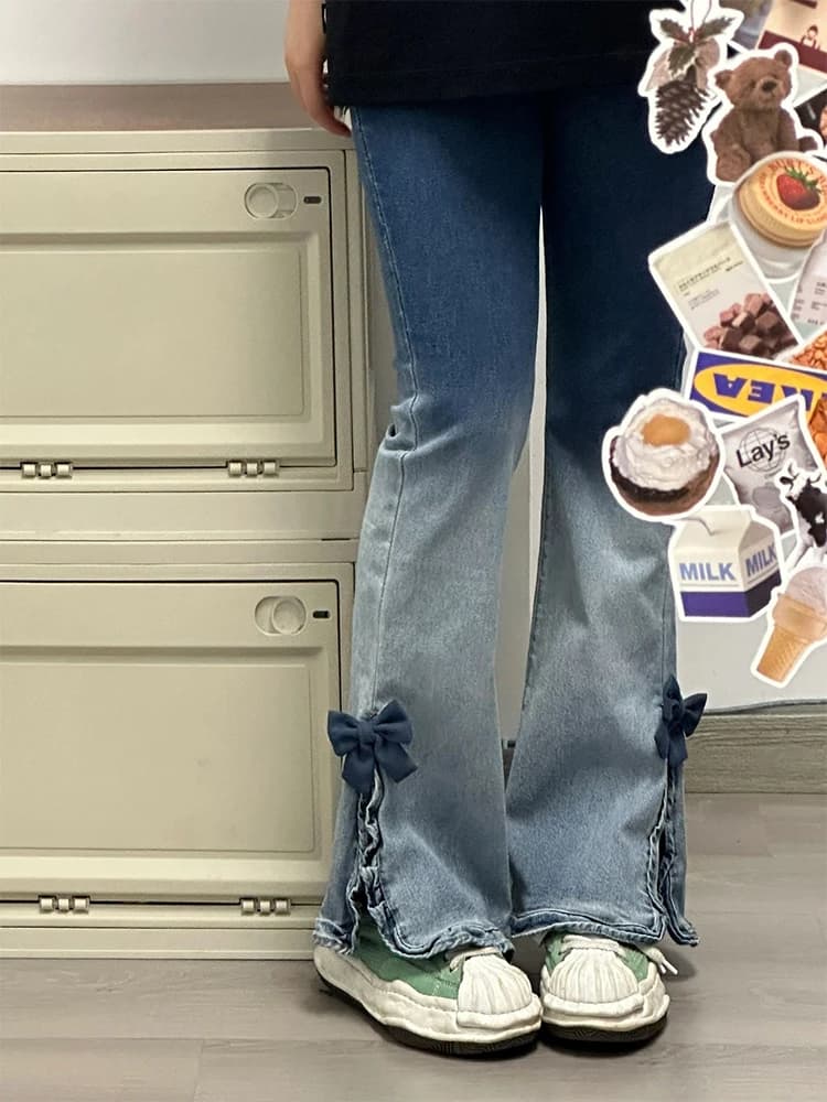 Jeans da Donna a Vita Alta Elasticizzati con Dettaglio Bottoni, in Misto Cotone Elasticizzato, Effetto Snellente