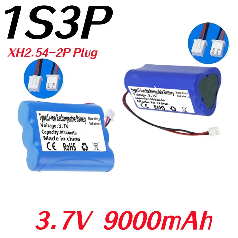 18650 1S3P 3.7V 9Ah Battery Rechargeable Li-ion Battery Pack for LED Light Bluetooth Speaker Spare Replacement Original Battery.