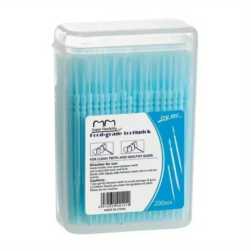 200 pz/scatola Stuzzicadenti di Plastica A Doppia Testa Usa E Getta Spazzolino Interdentale Dente Filo Interdentale Testa Igiene Orale Pulire La Bocca