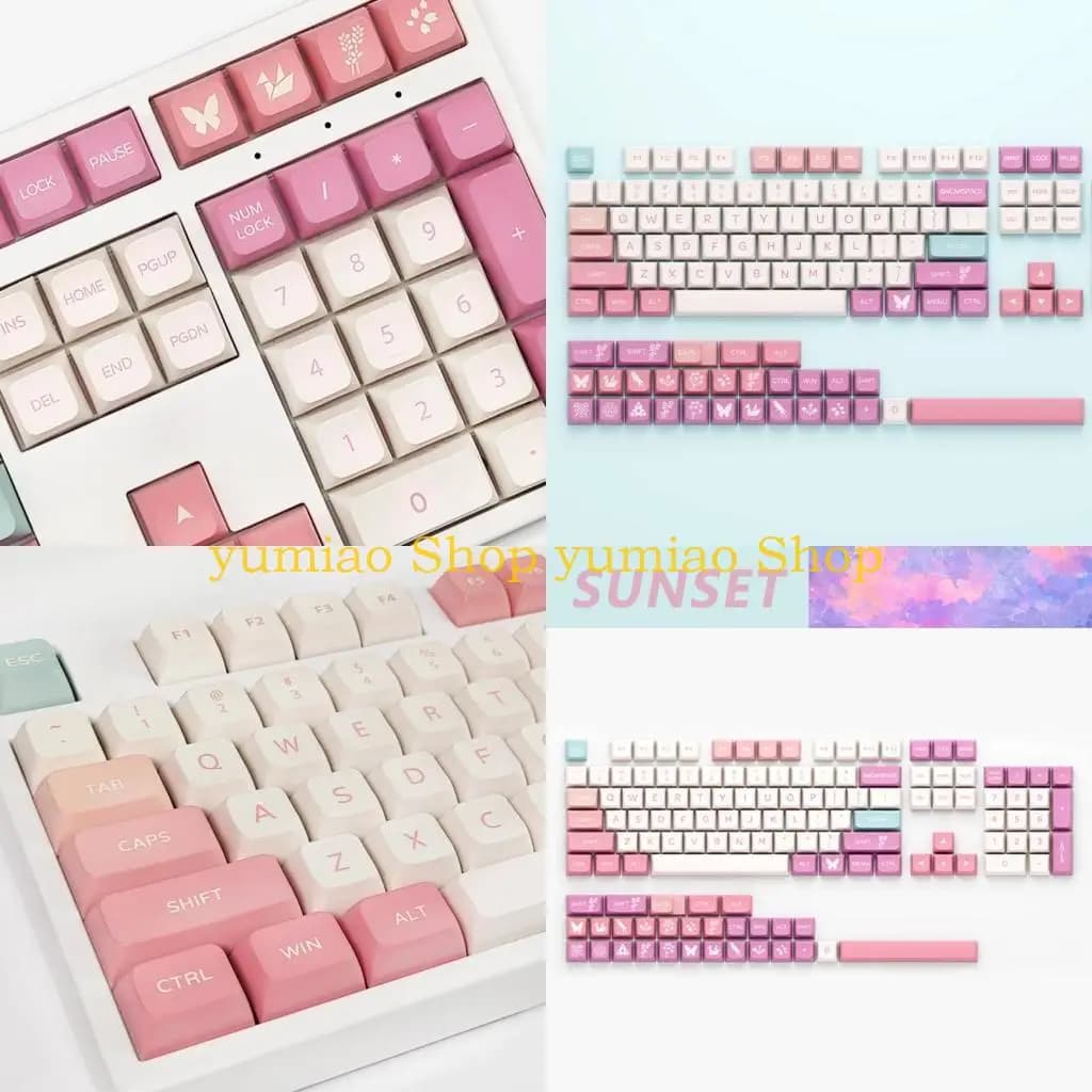 587B 134PCS XDA Pink Sunset Keycaps PBT Dye Sub Keycap For Mechanical Keyboard Keycap