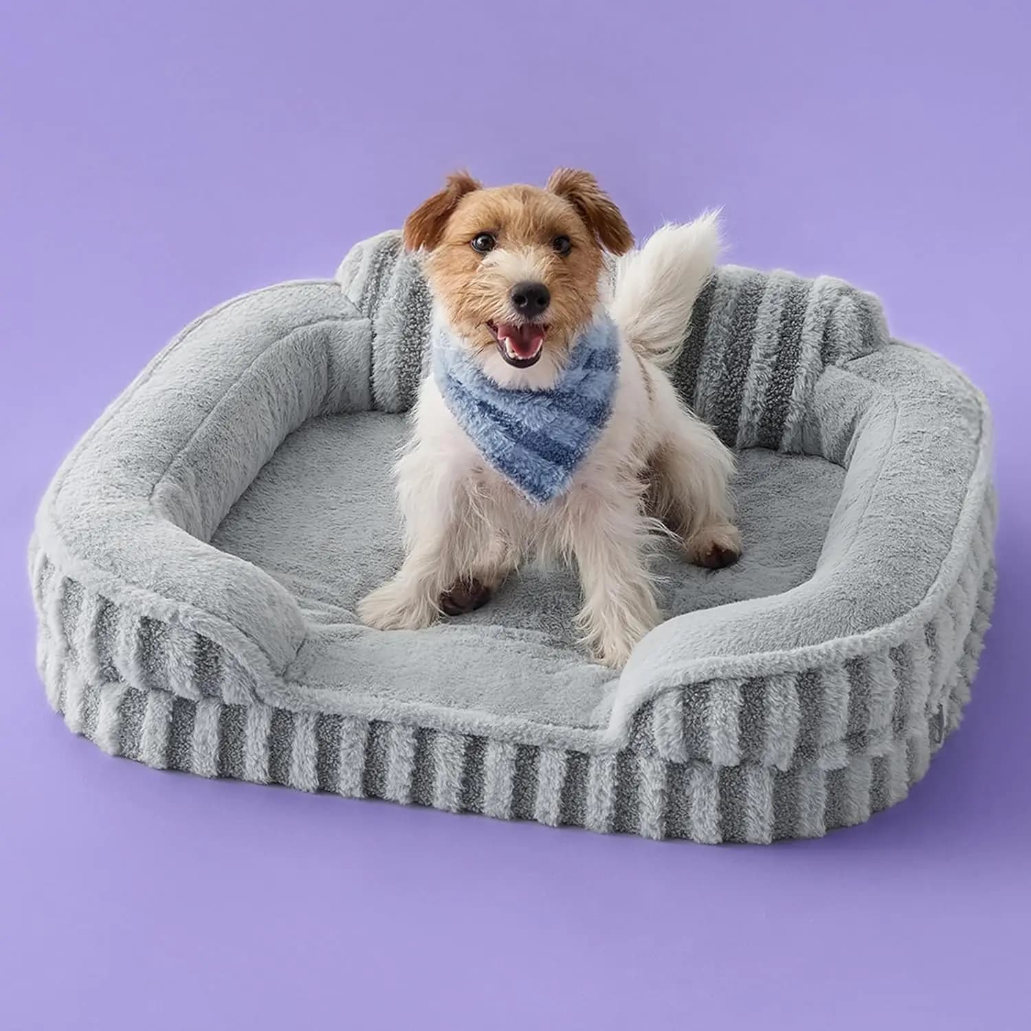 Cuccia Ortopedica Media per Cani con Rivestimento Impermeabile, Supporto Lombare Alto e Copertura Rimovibile Lavabile, Grigia