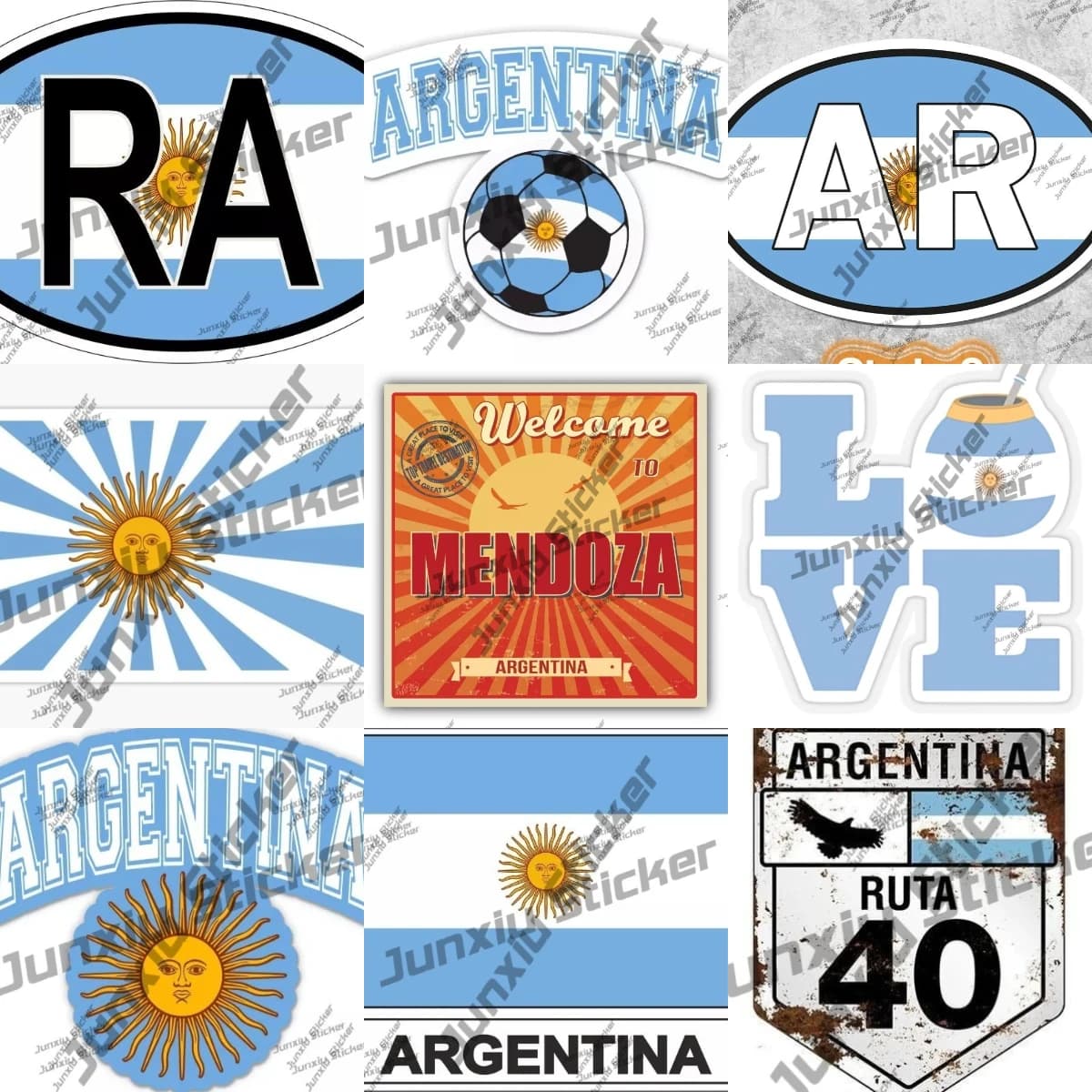 Argentina South America Vinyl Sticker Argentina Sun Oval Flag Country Code Ra Decal Waterproof Trolley Case Motorcycle Accessori
