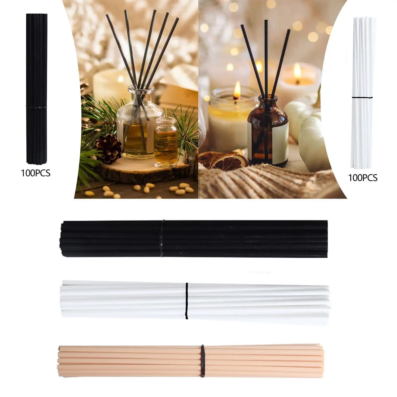 100 bastoncini per diffusore, bastoncini per olio essenziale, ricariche per diffusore di ricambio per bottiglie di vetro per diffusore SPA per ufficio yoga, soggiorno